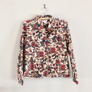 Charter Club Cotton Floral Button-up blazer petite